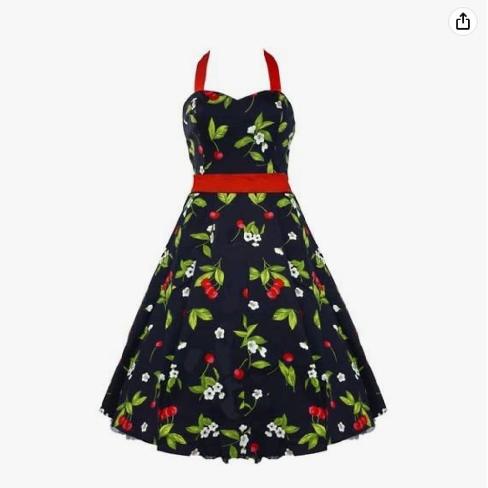 Rockabilly Pin Up Cherry Halter Dress